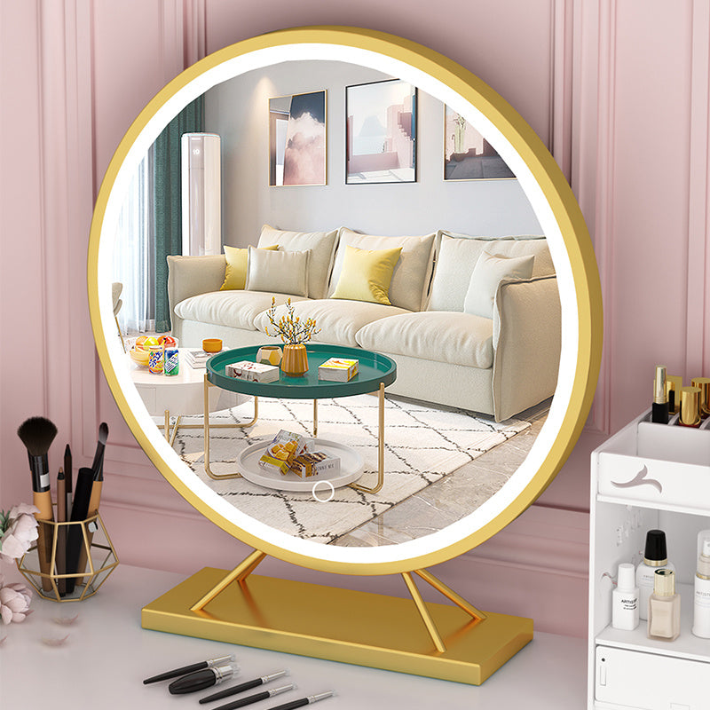 Net Red Dressing Mirror Large Gold Makeup Mirror Desktop Led Lamp