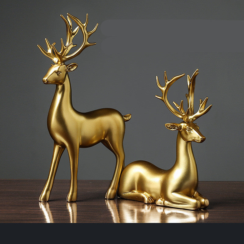 Golden Deer Resin Crafts Sculpture